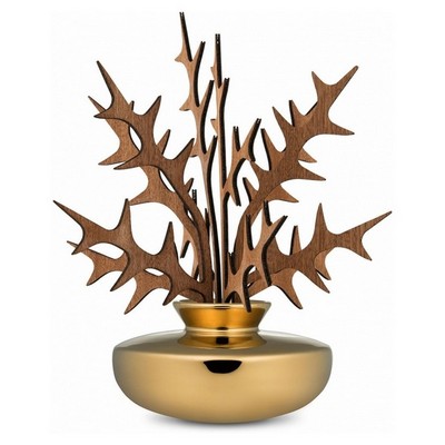 ALESSI Alessi-Ohhh Leaf diffuser for rooms in porcelain and mahogany wood